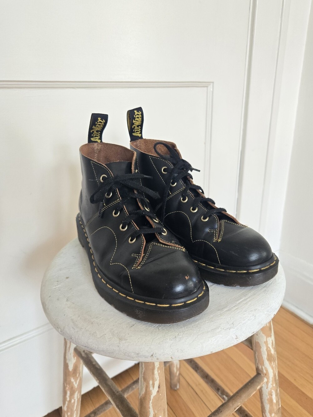 Dr Martens Church Vintage Leather 5 Eye Monkey Boots Womens 9 With Dubbin Wax